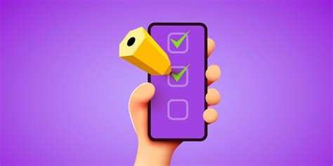 D süße Hand hält Smartphone mit Checkliste oder Wunschliste und ...