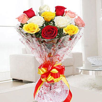 Buy Mixed Roses With Cellophane packing Online at Best Price | Od