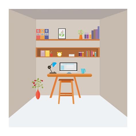 Work space interior flat | Premium Vector