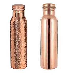 FirsteShop Set of 2 Pcs Indian Pure Copper Water Bottle 900 ML ...