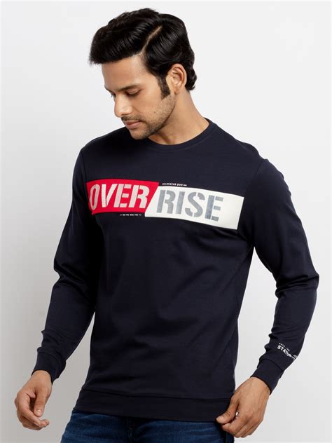 Buy Navy/Red Mix Round Neck Sweatshirt for Men | Status Quo