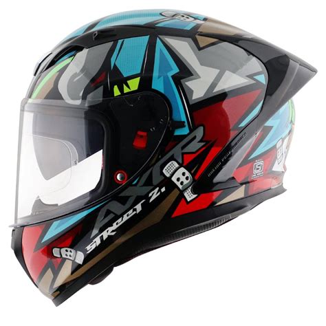 Axor STREET Bobby Gloss Black Blue Helmet – Destination Moto
