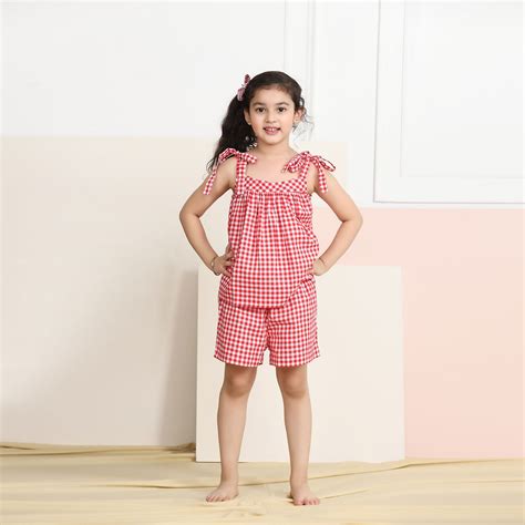 Coord Shorts Set- Red & White Checks – biglilpeople