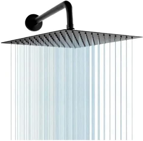 PICOOL Regaderas para baño Cuadrada Tipo Lluvia Negra Cromada incluye ...