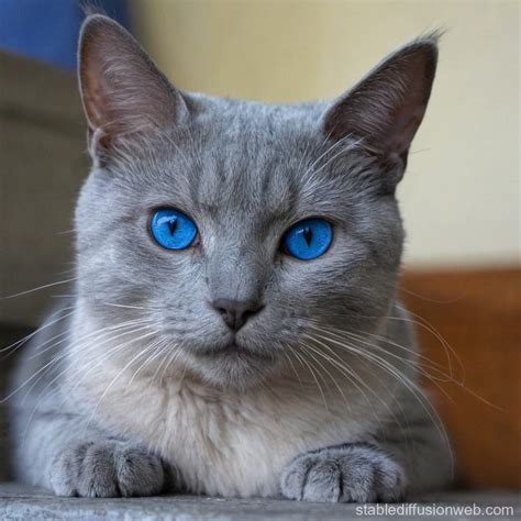 Gray Tiger Siamese Cat Lying to Right | Stable Diffusion Online