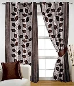 Buy Elegance Brown Floral Window Curtain Set of 3 Online at Low Prices ...