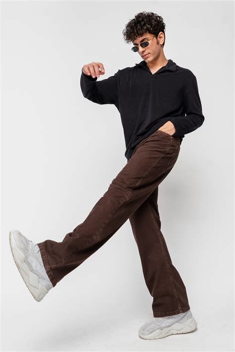 Dark Brown Men's Straight Jeans