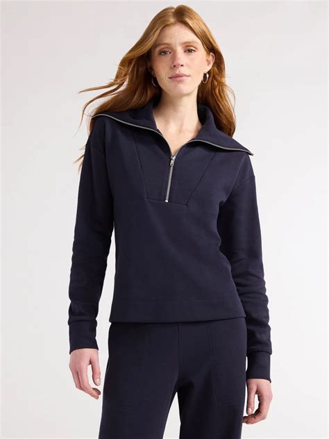 Free Assembly Women's Half Zip Pullover Sweatshirt, Sizes XS-XXL ...