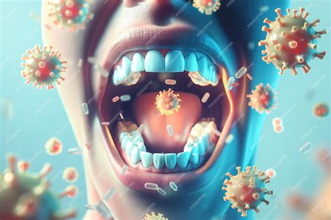 Premium Photo | Bacteria entering the mouth with an open mouth and ...