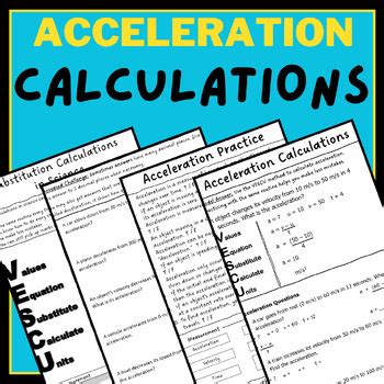 Image result for Calculating Acceleration Worksheet