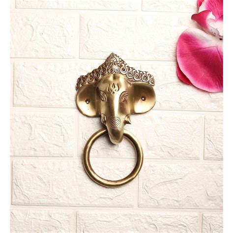 Brass Ganesha Mask Door Knocker, Standard Size , Antique Brown – Two ...