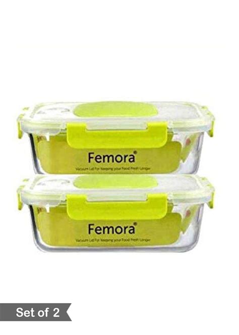 Get Transparent Borosilicate Glass Containers with Lid (1050 ml) - Set ...