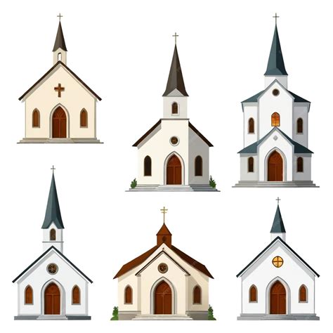 A collection of different types of small church with a cross on the top ...