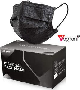 Vaghani 50Pcs Black Polluation Mask Meltblown Mask With Nose Pin 3 Ply ...
