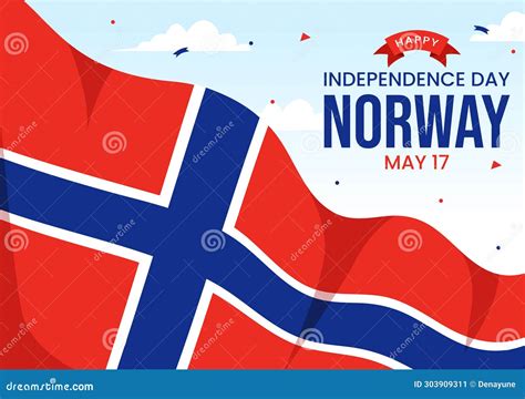 Norway Independence Day Vector Illustration on May 17 with Flag of ...