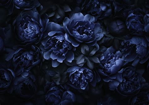 Opulent Flowers Dark Midnight Blue wallpaper - Free shipping | Happywall