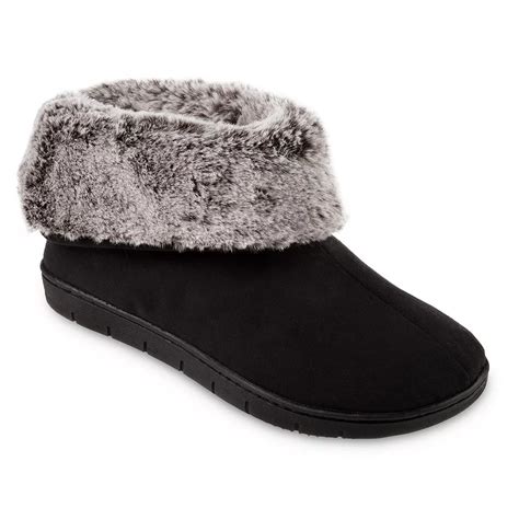Women's isotoner Faux Fur Boot Slipper Made with Recycled Microsuede