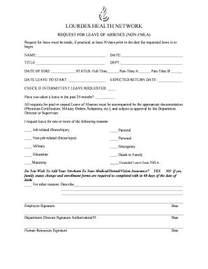 Fillable Online Request for leave of absence non-fmla Fax Email Print ...