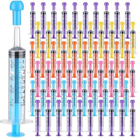 Trelaco 100 Pieces Plastic Syringe For Liquid With Caps Oral ...