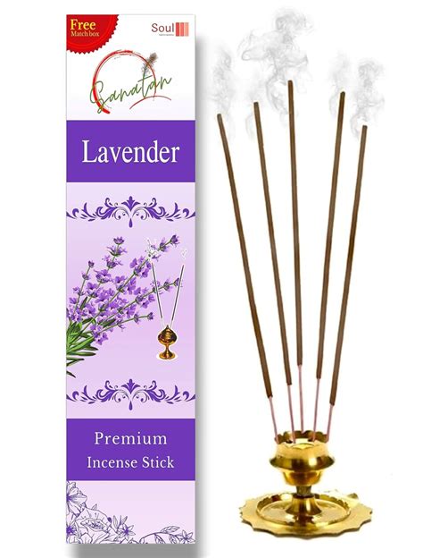 Sanatan Lavender Agarbatti | 80 Incense Sticks, Free Matchbox | 9 Inch ...