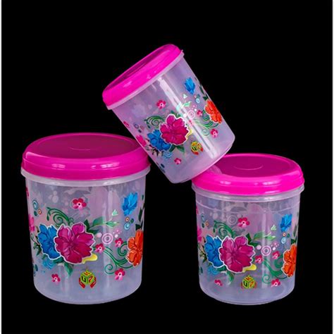 Flower Printed Plastic Container Set Manufacturer in Ahmedabad,Flower ...