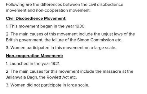 difference between civil disobedience movement and non cooperation ...