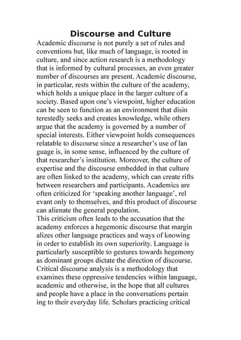 Discourse and Culture - Discourse and Culture Academic discourse is not ...
