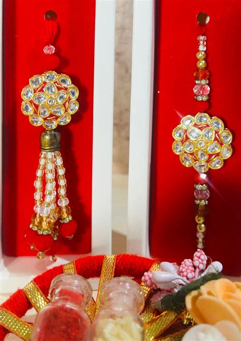 Premium Bhaiya Bhabhi Rakhi Set – Kundan Lumba | Wrap Shap