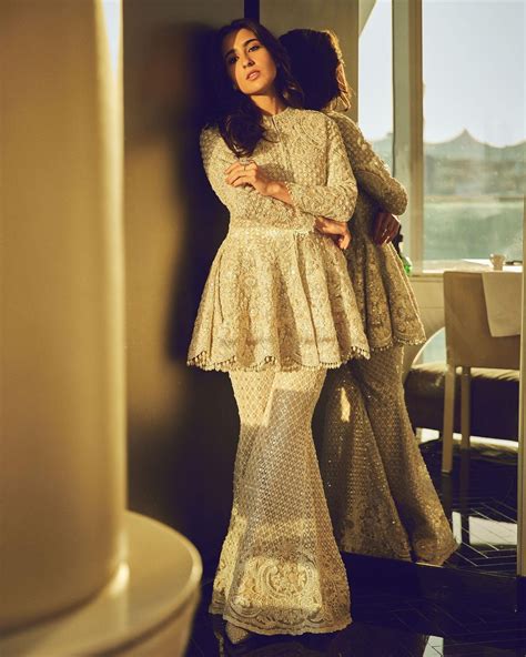 Sara Ali Khan’s ivory Faraz Manan sharara set is apt for maximalist ...