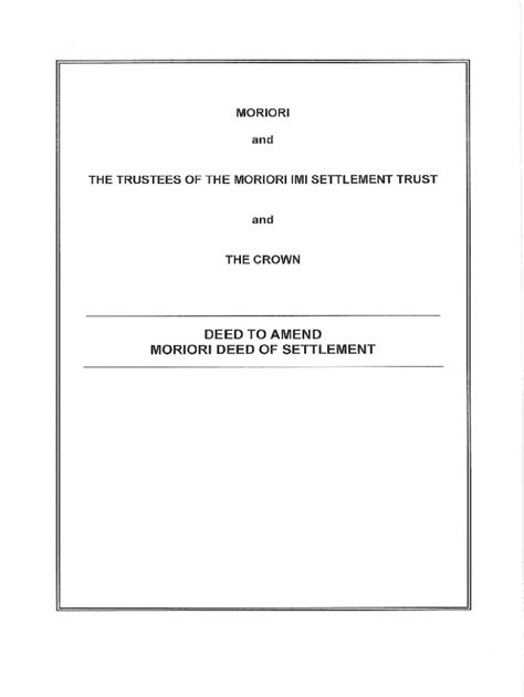 Fillable Online Crown and Moriori sign a Deed of Settlement Fax Email ...