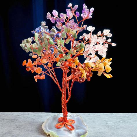 Seven Chakra Crystal Tree With Agate Base for Positivity And Peace ...