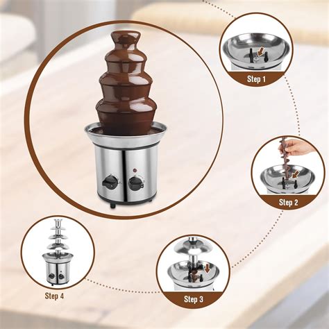 CMOOD Chocolate Fountain, 4 Tier Chocolate Fondue Fountain India | Ubuy