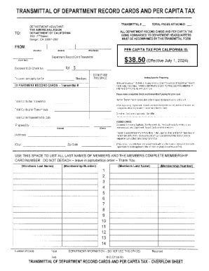2024-2026 Form CA Transmittal of Department Record Cards and Per Capita ...