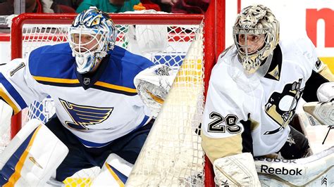 NHL - St. Louis Blues' Brian Elliott and Pittsburgh Penguins' Marc ...