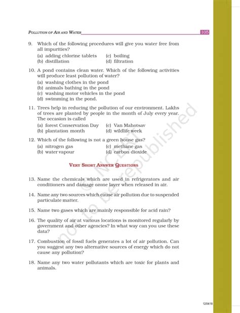 NCERT Exemplar Class 8 Science Chapter 18 - Pollution of Air and Water