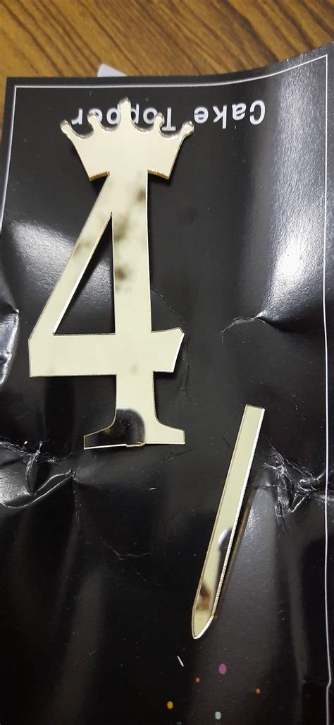 Partysanthe Gold Number 4 Cake Topper/Happy Birthday Cake Topper/ 4th ...