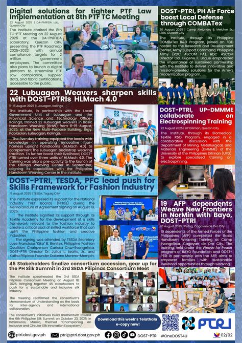 Philippine Textile Research Institute - Telathala Week 34 Issue | 17-23 ...