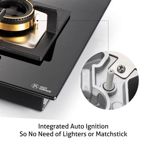 Buy 4 Burner Glass Gas Hob with Brass Burners & Flame Failure Device