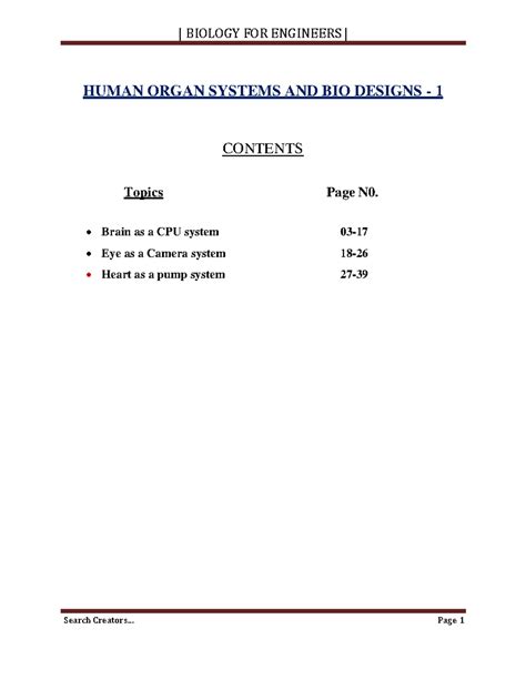 BIO 101: Human Organ Systems & Bio Designs - Brain, Eye, Heart ...