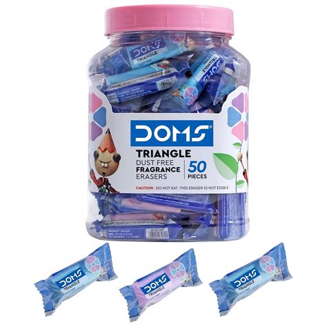 Doms Triangular Dust Free Fragrance Erasers Jar Pack | Clean Erasing f