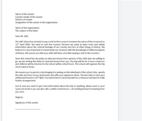 write an email on requesting permission for a class trip to local ...