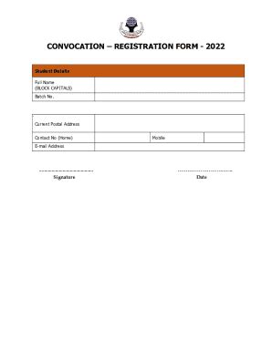 Fillable Online CONVOCATION REGISTRATION FORM - 2022 Fax Email Print ...