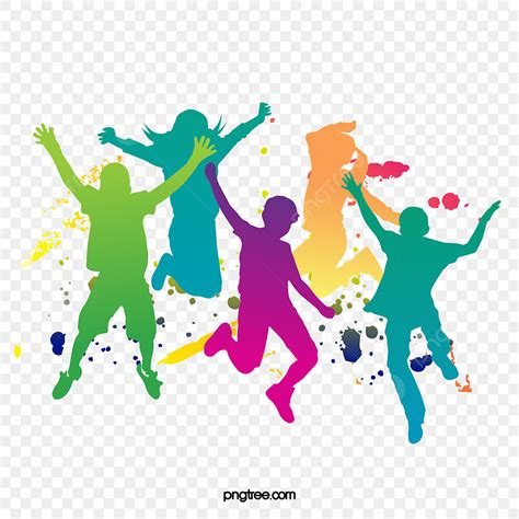 Crowd Dancing Silhouette Vector PNG, Colorful Crowd Dancing Portrait Silhouette, Dance Clipart ...