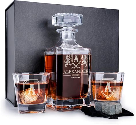 Amazon.com | Personalized Whiskey Decanter Set with 2 Glasses ...