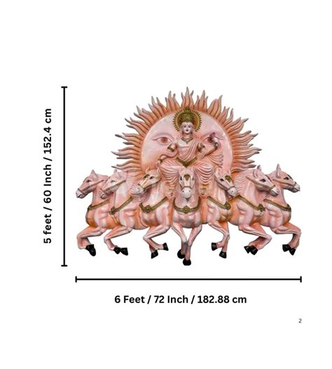 6X5 Feet Surya Dev with 7 Horses 3D Relief Mural | Spiritual Wall Deco