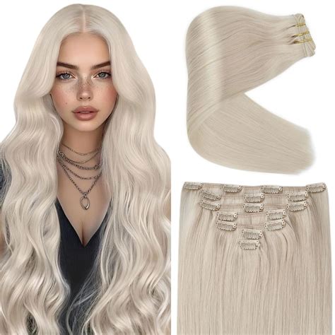 Amazon.com : Ve Sunny Blonde Clip in Hair Extensions Real Hair ...