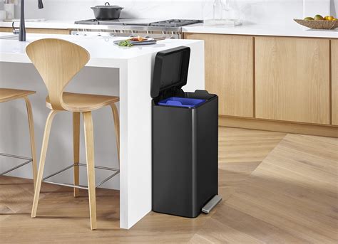 Kohler 20956-BST Step Trash Can, 11 Gallon, Dual Compartment, Black ...