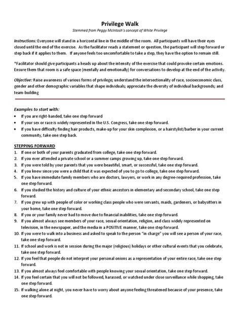 Image result for Privilege Walk Exercise