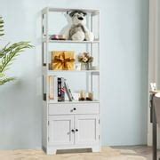 Buy Ktaxon Modern White Bookshelf and Bookcase with 2 Doors, Large ...