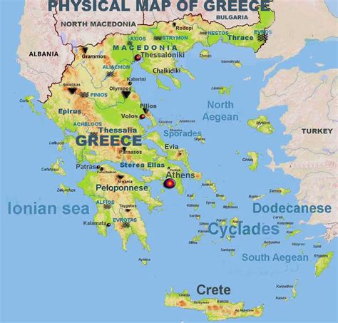 Physical map of Greece